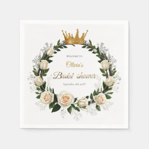 Serviette En Papier Merci Roses Blanches & Gypsophile