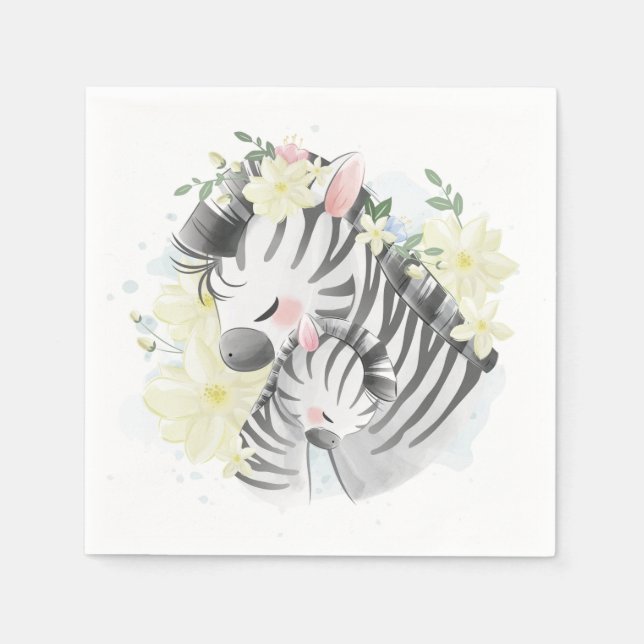 Serviette En Papier Mère et bébé serviettes Zebra (Devant)