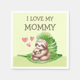 Serviette En Papier Mère et bébé Sloth personnalisable serviettes