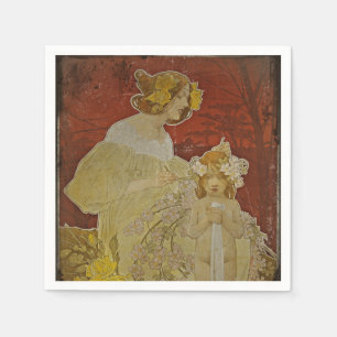 Serviette En Papier Mère et fille avec des fleurs