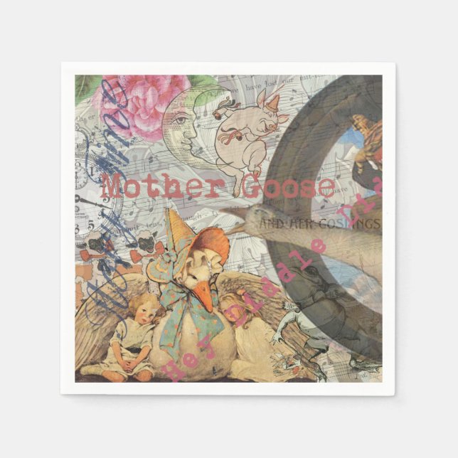 Serviette En Papier Mère Goose Nursery Rhyme Fairy Tale (Devant)