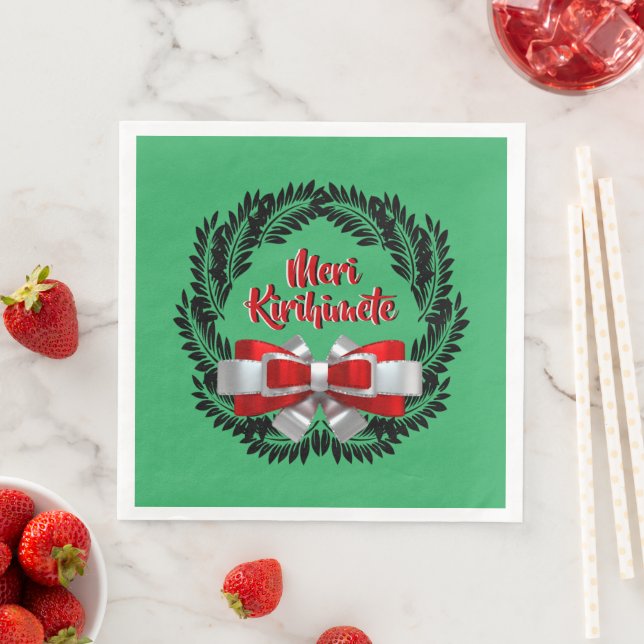 Serviette En Papier Meri Kirihimete Maori pour Joyeux Noël (En situation)