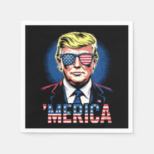 Serviette En Papier Merica Trump 4 juillet US Vintage Retro
