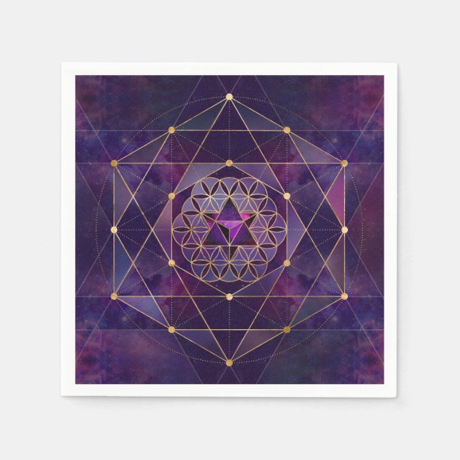 Serviette En Papier Merkabah en fleur de vie - Géométrie sacrée (Devant)