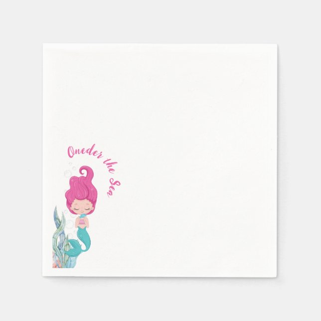 Serviette En Papier Mermaid 1er Anniversaire Fête ONE der The Sea (Devant)