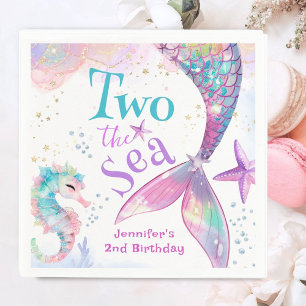Serviette En Papier Mermaid 2e anniversaire Deux Le papier rose de la 