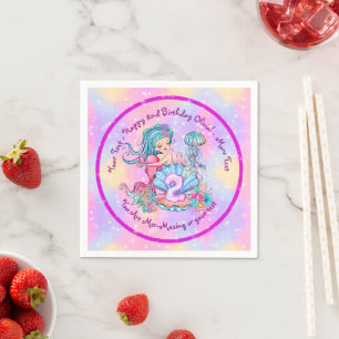 Serviette En Papier Mermaid 2e anniversaire Modifier Modifier le texte