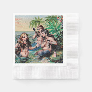Serviette En Papier Mermaid Antique Magie Océan Nautique