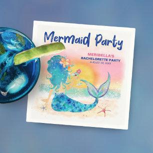 Serviette En Papier Mermaid Cocktail Tropical Beach Bachelorette Party