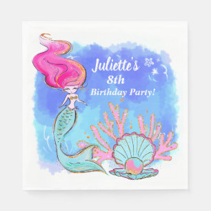 Serviette En Papier Mermaid Et Pearl Clam Anniversaire