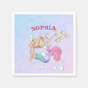 Serviette En Papier Mermaid mignon rose bleu personnel