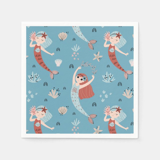 Serviette En Papier Mermaid Ocean Beach Party Anniversaire (Devant)