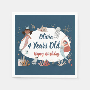 Serviette En Papier Mermaid Ocean Beach Party Octopus Birthday Kid