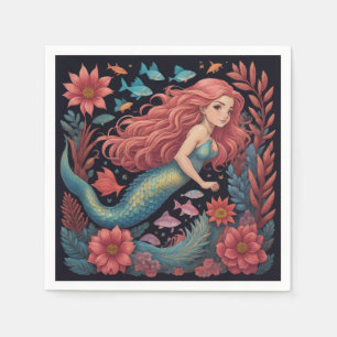 Serviette En Papier Mermaid Océan sombre