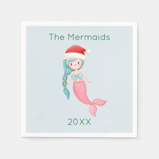 Serviette En Papier Mermaid Père Noël Noël (Devant)