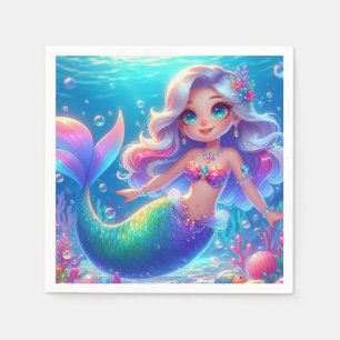 Serviette En Papier Mermaid, princesse sous-marine magique