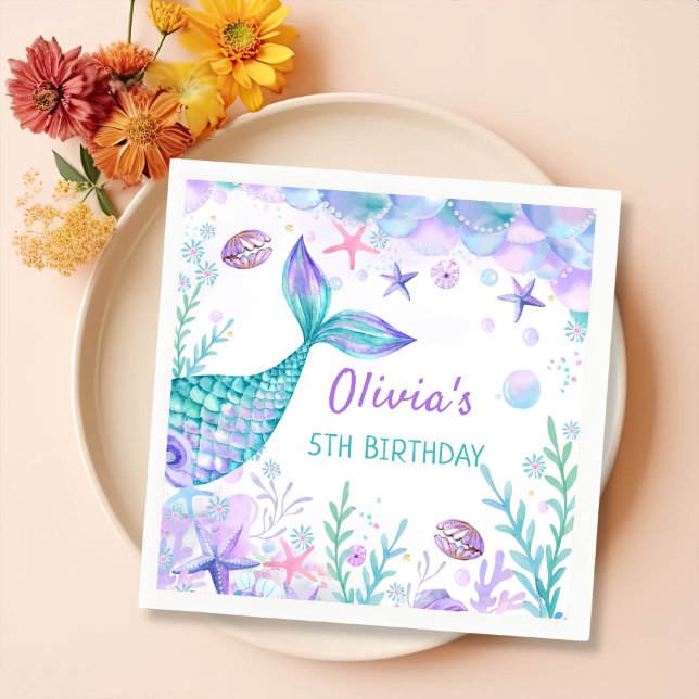 Serviette En Papier Mermaid Queue Anniversaire (Créateur téléchargé)