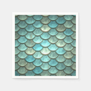 Serviette En Papier Mermaid Scales Mermaits Sous-Eau Fête Thématique