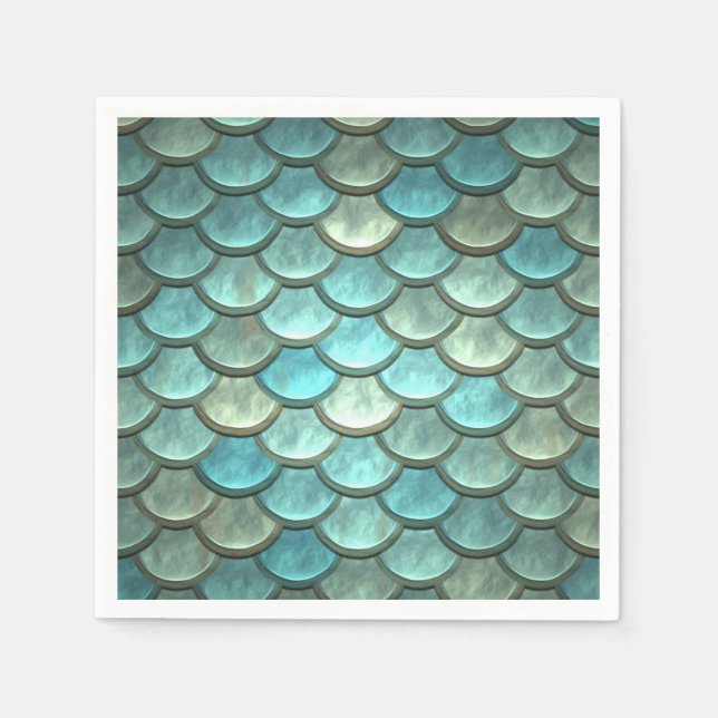 Serviette En Papier Mermaid Scales Mermaits Sous-Eau Fête Thématique (Devant)