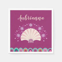 Mermaid Seashell Girl fête d'anniversaire Napkin