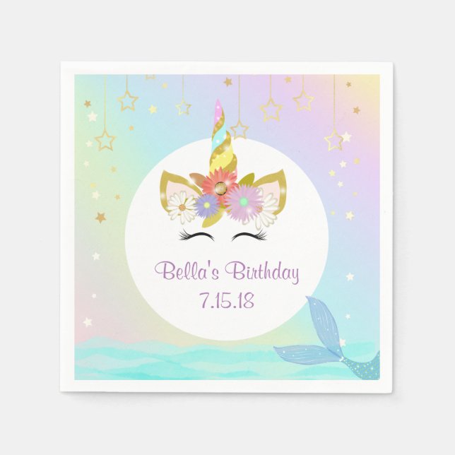 Serviette En Papier Mermaid Unicorne Papier serviettes (Devant)
