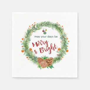 Serviette En Papier Merry & Bright Christmas Wreath