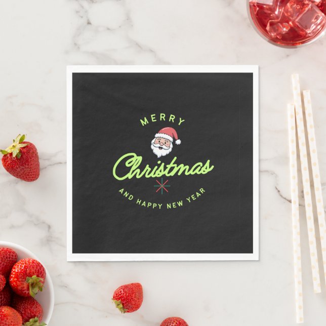 Serviette En Papier Merry Christmas and Happy New Year (En situation)