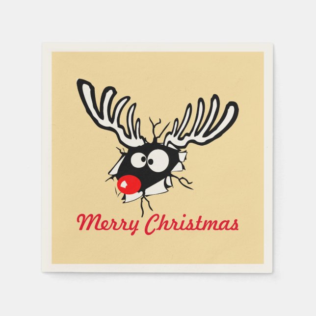 Serviette En Papier Merry Christmas ! Crazy Red Nosed (Devant)