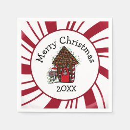 Serviette En Papier Merry Christmas Gingerbread House