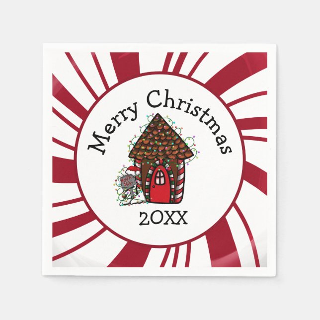 Serviette En Papier Merry Christmas Gingerbread House (Devant)