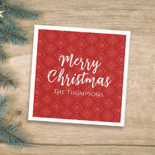 Serviette En Papier Merry Christmas Minimalist Simple Snowflake Red