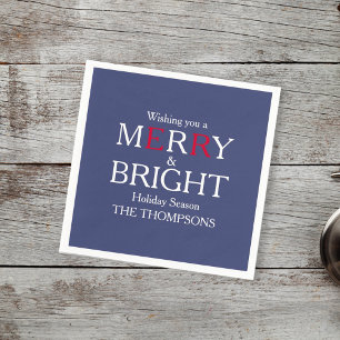 Serviette En Papier Merry Christmas Red Navy Blue Simple MInimalist