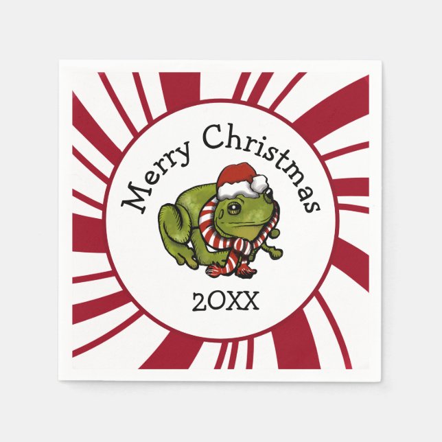 Serviette En Papier Merry Christmas Santa Frog (Devant)