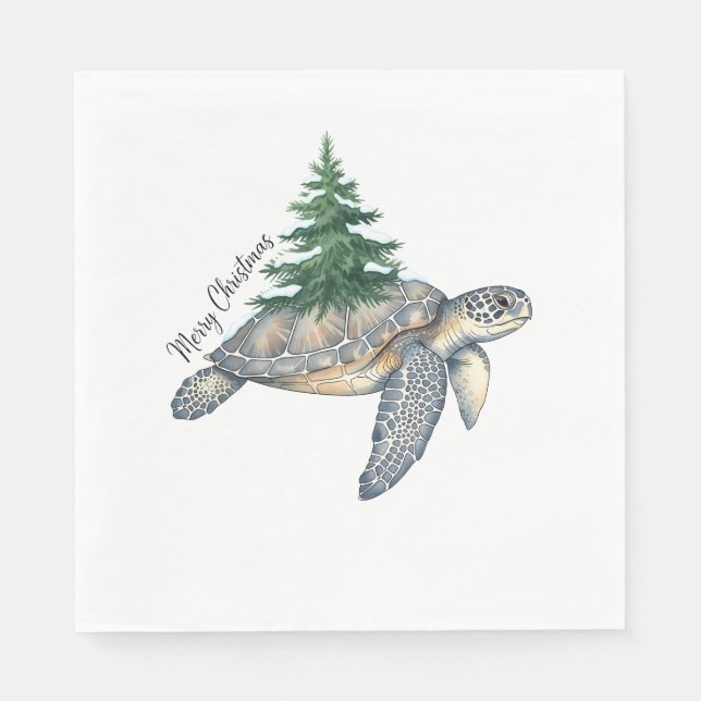 Serviette En Papier Merry Christmas Sea Turtle (Devant)
