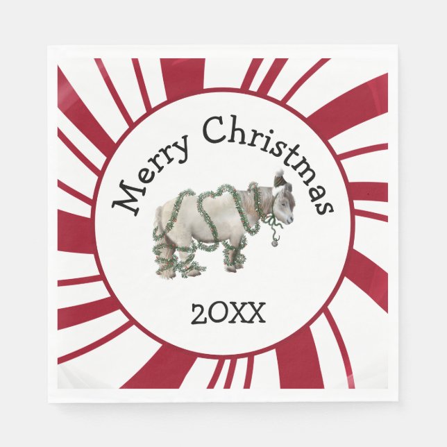 Serviette En Papier Merry Christmas Shetland Pony (Devant)