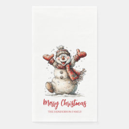 Serviette En Papier Merry Christmas Snowman Paper Guest Towels