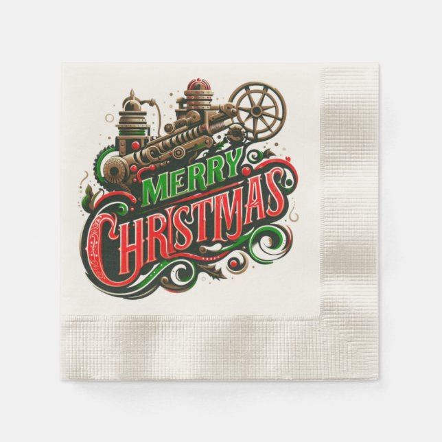 Serviette En Papier Merry Christmas steampunk (Devant)