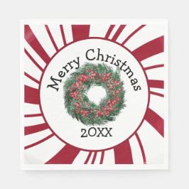 Serviette En Papier Merry Christmas Wreath