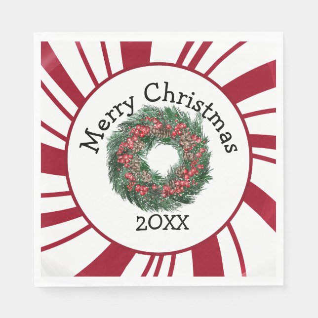 Serviette En Papier Merry Christmas Wreath (Devant)