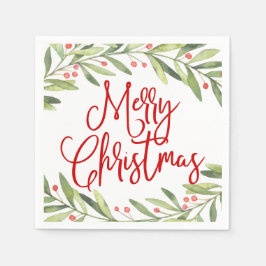 Serviette En Papier Merry Christmas Wreath Holiday Cocktail Party