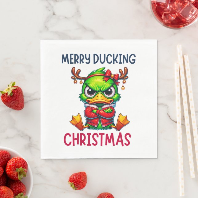 SERVIETTE EN PAPIER MERRY DUCKING NOËL (En situation)