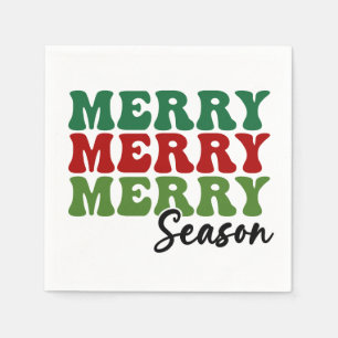 Serviette En Papier Merry Merry Merry Saison - Retro Holiday Art