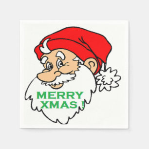 SERVIETTE EN PAPIER "MERRY XMAS" PÈRE NOËL