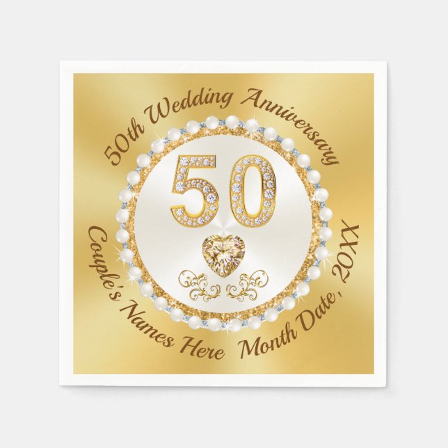 Serviette En Papier Merveilleuse serviettes du 50e anniversaire, 3 tai (Devant)