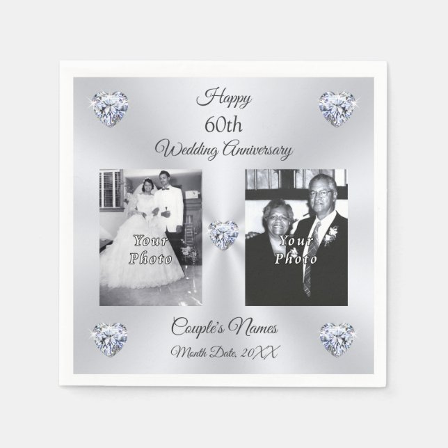 Serviette En Papier Merveilleuse serviettes du 60e anniversaire, 1 ou  (Devant)