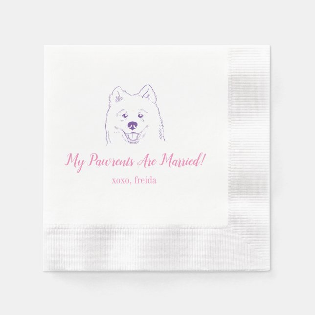 Serviette En Papier Mes Pawrents Sont Mariés Mariages Samoyé serviette (Devant)