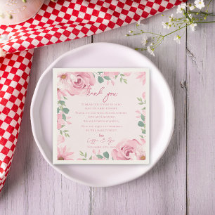 Serviette En Papier Message de Merci Mariage floral rose tendance