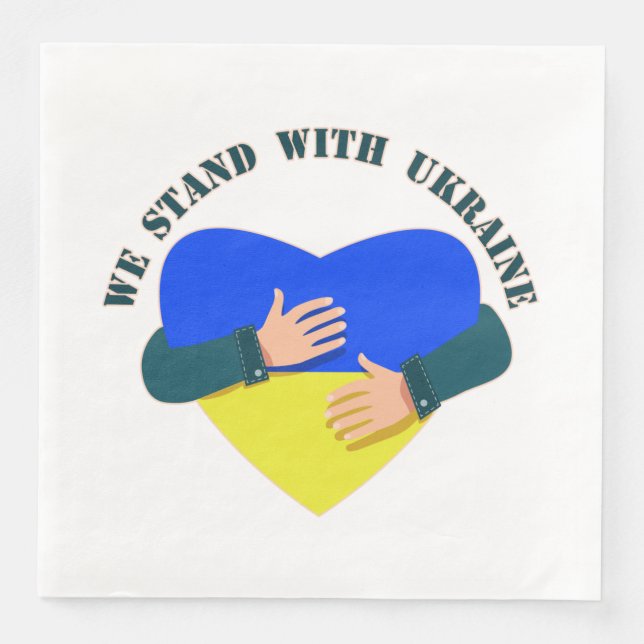 Serviette En Papier Message inspirant Nous sommes avec l'Ukraine (Devant)