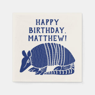 Serviette En Papier Message personnalisé Blue Armadillo