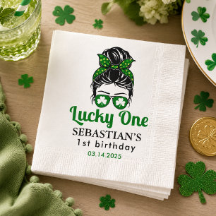 Serviette En Papier Messy Bun Lucky One Fête d'anniversaire 1ère anné